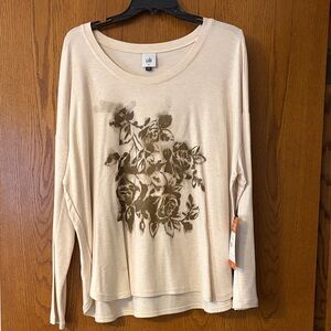 CAbi Cream Floral Long Sleeve Tee